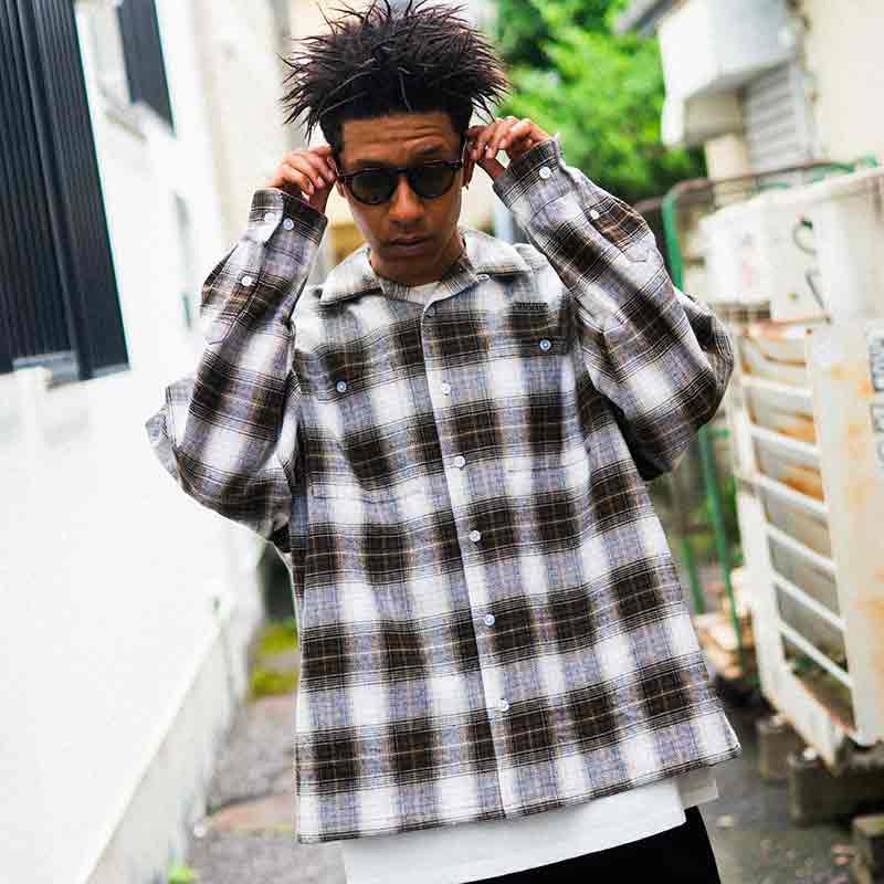 OMBRE CHECK OPEN COLLAR SHIRT｜HAIGHT｜STADIUM ONLINE SHOP