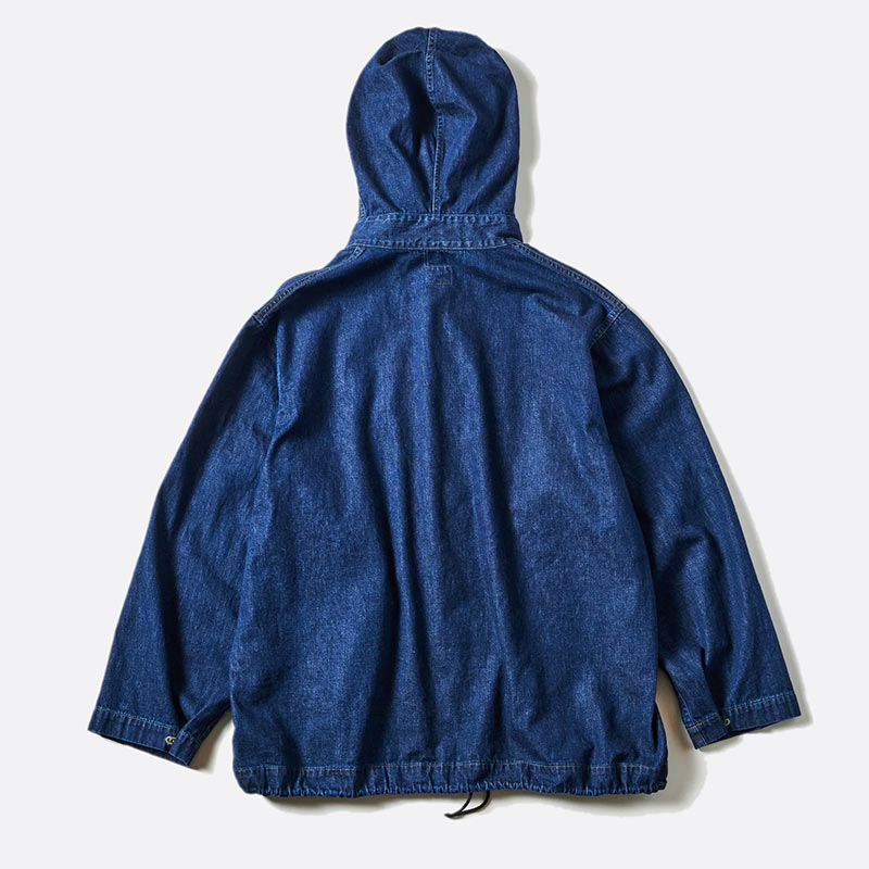 1105-8DI NAVY Parka : blue denim w/OD-yellow stitch indigo